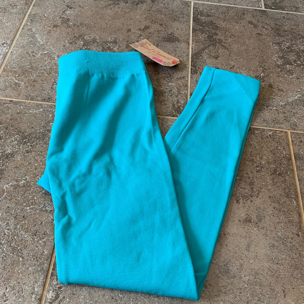 #14 Girls Nwt Turquoise Fleece Legging Red Camel L/Xl *Twin Listing*